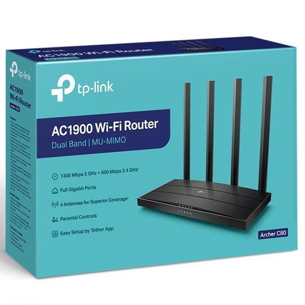 Wi-Fi AC Dual Band TP-LINK Router, "Archer C80", 1900Mbps, 3×3 MIMO, MU-MIMO, Gbit Ports 113010 фото