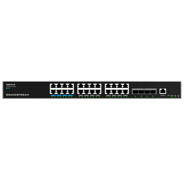 24-port Gigabit Layer 3 Managed PoE++ Switch, Grandstream "GWN7813P", 24xPoE, 4x10Gbit SFP+, Stackab 212595 фото