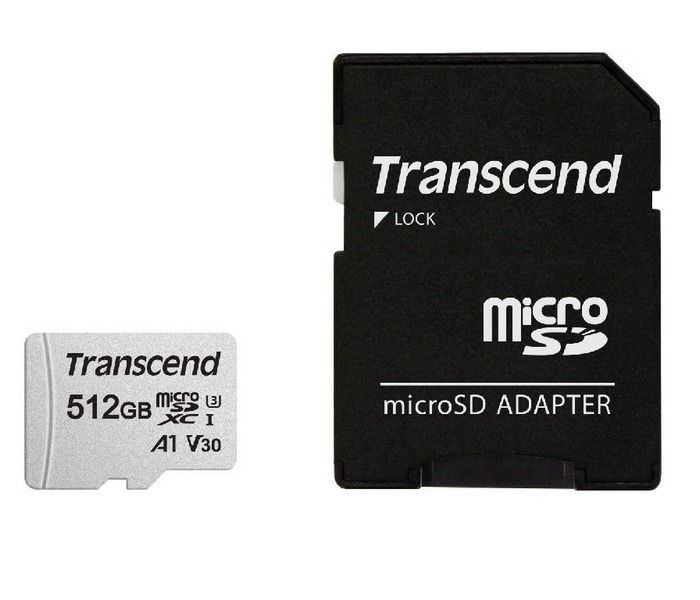.512GB MicroSD (Class 10) UHS-I (U3) +SD adapter, Transcend "TS512GUSD300S" (R/W:95/45MB/s) 117072 Imagini
