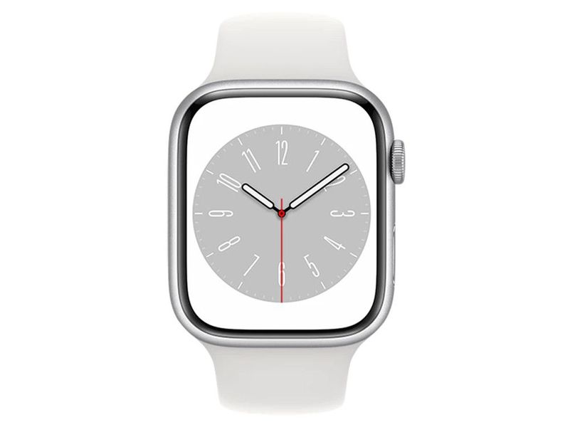 Apple Watch Series 8 GPS, 45mm Silver Aluminium Case with White Sport Band, MP6N3 145336 фото