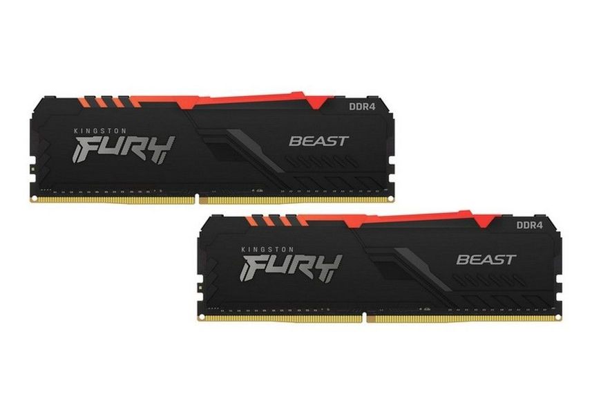 16GB DDR4-3200MHz Kingston FURY Beast RGB (Kit of 2x8GB) (KF432C16BBAK2/16), CL16-18-18, 1.35V, BLK 136301 фото