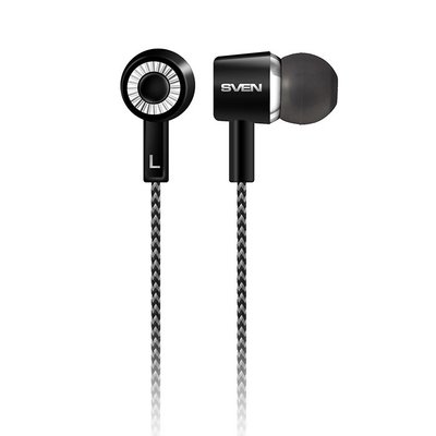 Earphones SVEN E-109M, Black, with Microphone, 4pin 3.5mm mini-jack, cable 1.2m 129504 фото