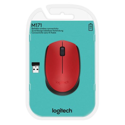 Wireless Mouse Logitech M171, Optical, 3 buttons, Ambidextrous, 1xAA, Red 76620 фото