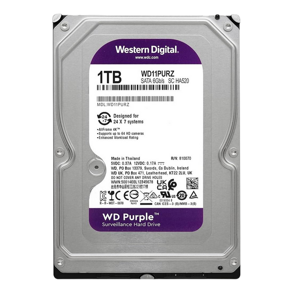3.5" HDD 1.0TB-SATA- 64MB Western Digital "Purple (WD11PURZ)", Surveillance, CMR 209929 фото