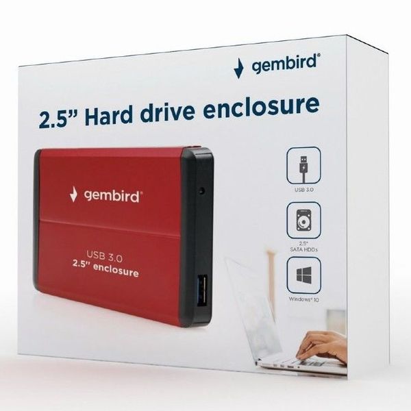 2.5" SATA HDD External Case (USB 3.0), Red, Gembird "EE2-U3S-2-R" 72979 фото