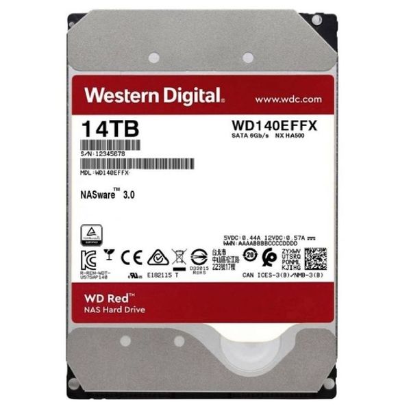 3.5" HDD 14.0TB-SATA-512MB Western Digital "Red Plus (WD140EFGX)", NAS, CMR 115540 фото