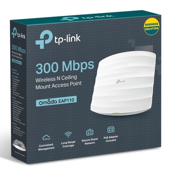 Wi-Fi N Access Point TP-LINK "EAP110", 300Mbps, Omada Centralized Management, PoE 73652 фото