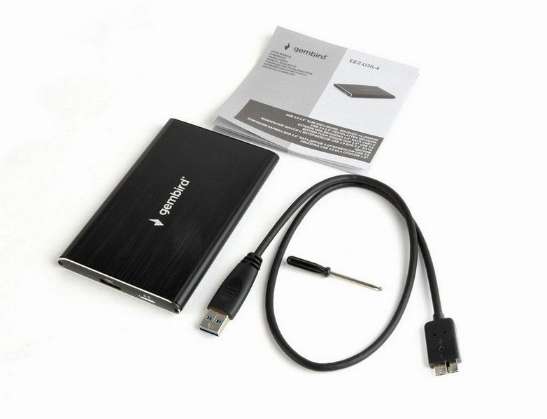 2.5" SATA HDD/SSD 9.5 mm External Case Type-C, Gembird "EE2-U3S-6", aluminum, Black 120383 фото