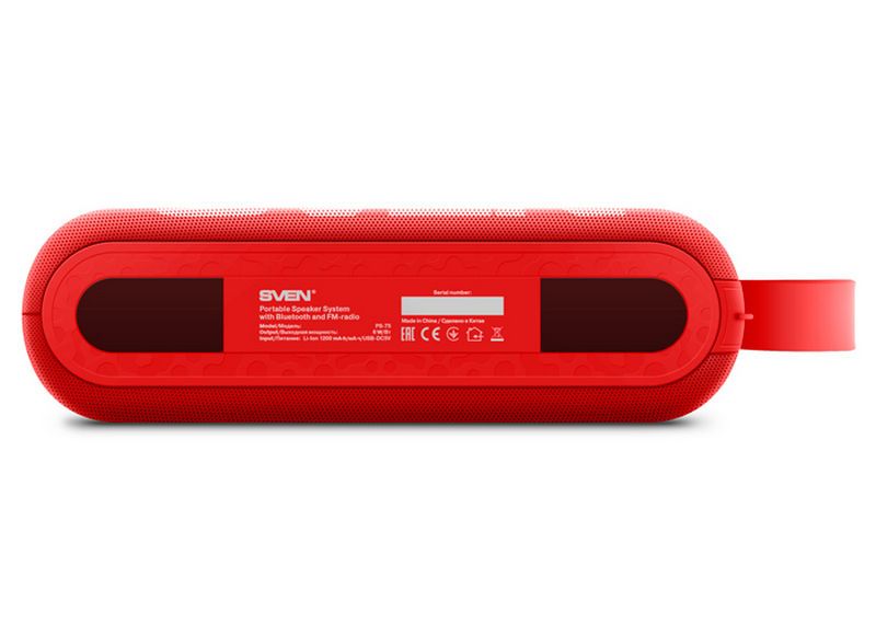 Speakers SVEN "PS- 75" Red, Bluetooth, FM, USB, microSD, 6w, Li-ion 1200mAh, Mic, DC 5 V 107562 фото