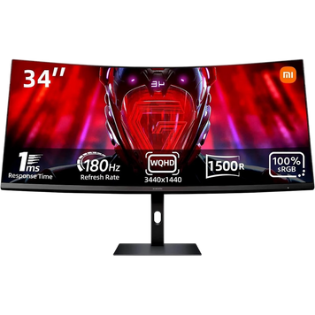 34" XIAOMI Mi Curved Gaming Monitor G34WQi,Black,Curved-VA,3440x1440,180Hz,FreeSync,1msMPRT,350cd,CR 233767 фото