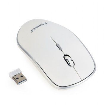 Wireless Mouse Gembird MUSW-4B-01, Optical, 800-1600 dpi, 4 buttons, Ambidextrous, 1xAA, White 105371 Imagini