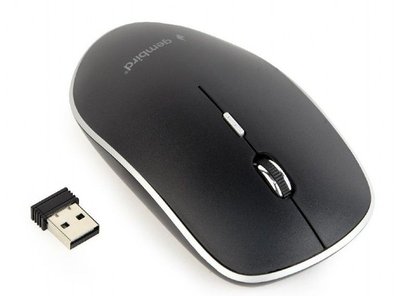 Wireless Mouse Gembird MUSW-4BS-01, Optical, 800-1600 dpi, 4 buttons, Ambidextrous Silent 1xAA Black 134367 фото