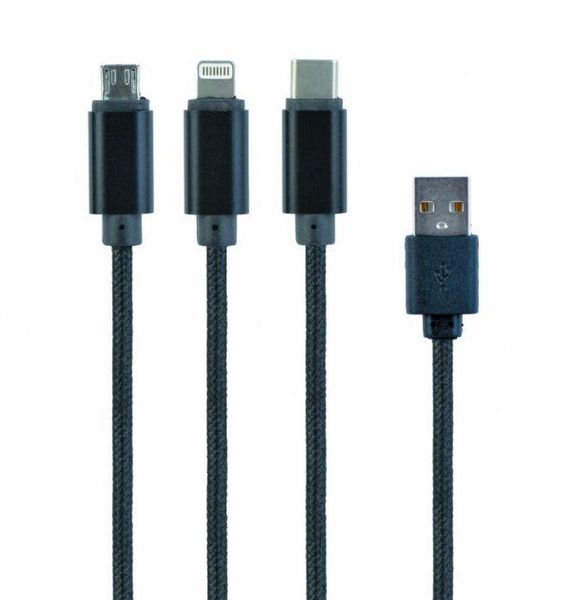 Cable 3-in-1 MicroUSB/Lightning/Type-C - AM, 1.0 m, BLACK, Cablexpert, CC-USB2-AM31-1M 128984 фото