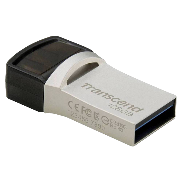 128GB USB3.1/Type-C Flash Drive Transcend "JetFlash 890", Silver, Metal Case, OTG (R/W:130/30MB/s) 109757 фото