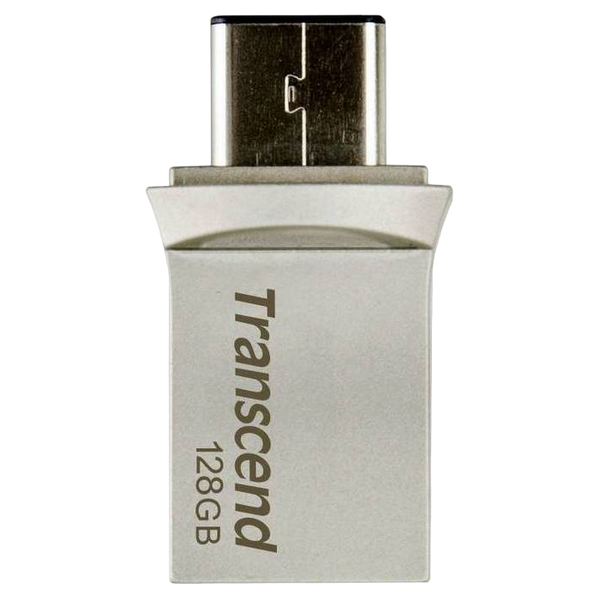 128GB USB3.1/Type-C Flash Drive Transcend "JetFlash 890", Silver, Metal Case, OTG (R/W:130/30MB/s) 109757 фото