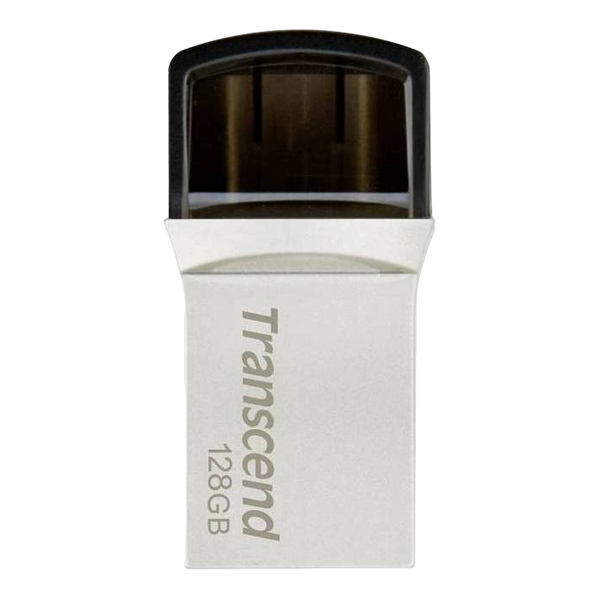 128GB USB3.1/Type-C Flash Drive Transcend "JetFlash 890", Silver, Metal Case, OTG (R/W:130/30MB/s) 109757 фото