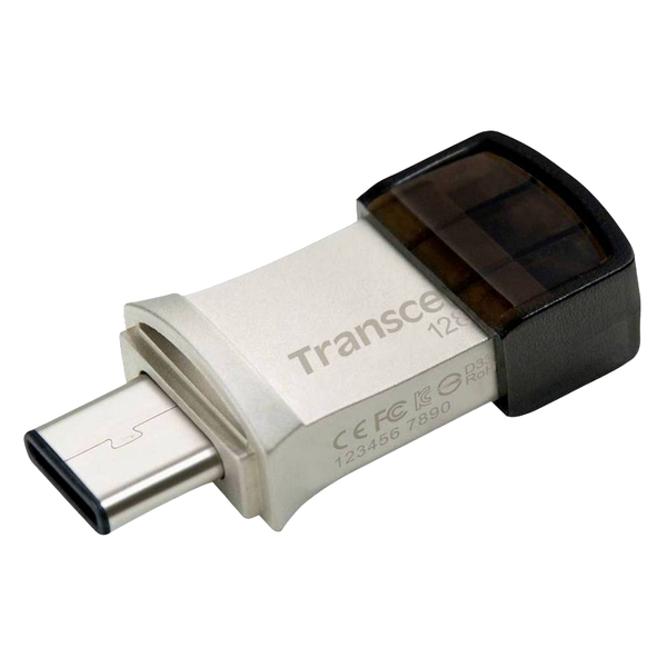 128GB USB3.1/Type-C Flash Drive Transcend "JetFlash 890", Silver, Metal Case, OTG (R/W:130/30MB/s) 109757 фото