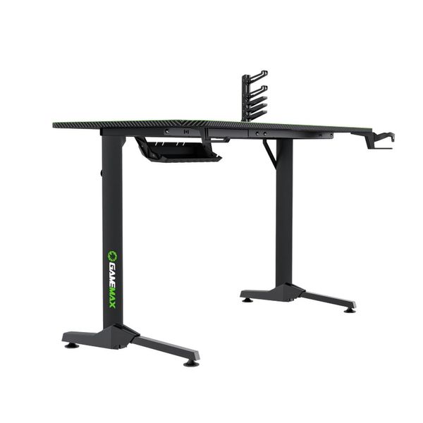 Gaming Desk Gamemax D140-Carbon, 140x60x75cm, Headsets hook, Cup holder, Cable managment 135021 фото
