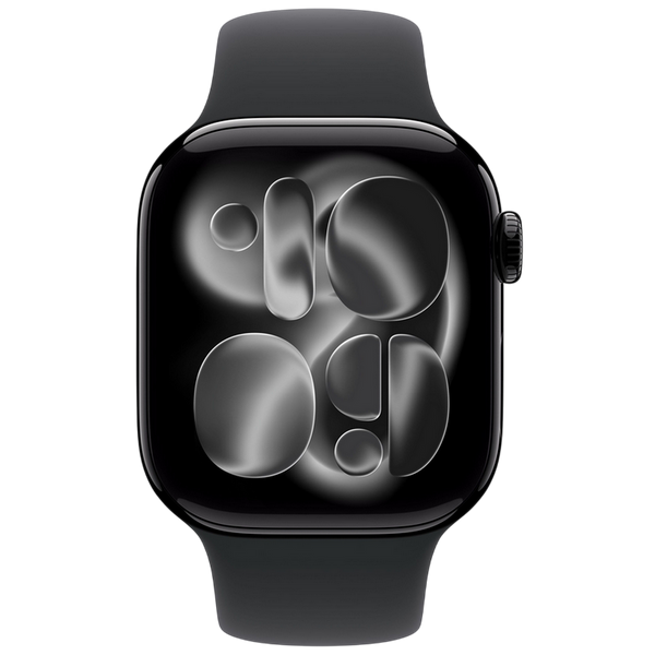Умные часы Apple Watch Series 11 GPS, 42mm Jet Black Aluminium Case with Black Sport Band - M/L, MEQU4 240125 фото