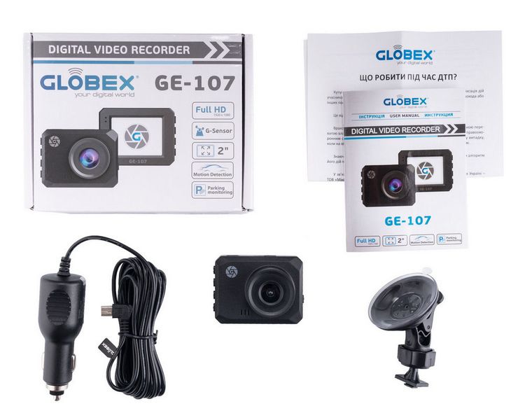 DVR Globex GE-107, 1920*1080 FPS, / 140°- 98° / microSDHC up to 64Gb / 2" LCD 126055 фото