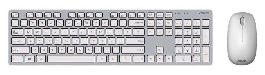 Wireless Keyboard & Mouse Asus W5000, Ultra-thin, Metal-like finish, Silent, 1xAA/2xAAA, White 97285 фото
