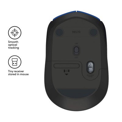 Wireless Mouse Logitech M171, Optical, 3 buttons, Ambidextrous, 1xAA, Blue 76619 фото