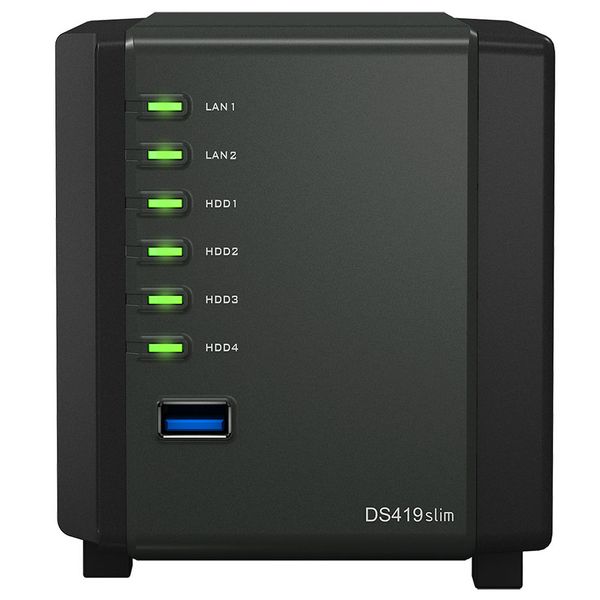 SYNOLOGY "DS419slim", 4-bay 2.5", Marvell Armada 2-core 1.33GHz, 512Mb, 2x1GbE 110276 фото