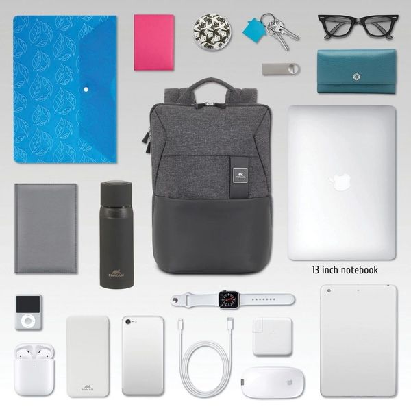 Backpack Rivacase 8825, for Laptop 13,3" & City bags, Black Melange 92709 фото