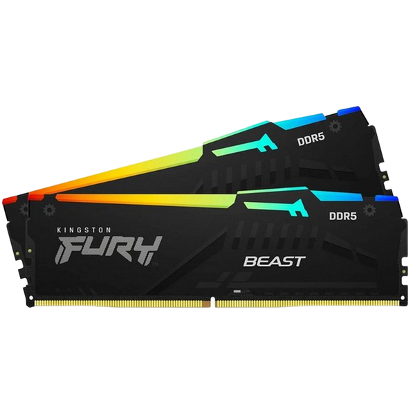 64GB DDR5-6000MHz Kingston FURY Beast RGB (Kit of 2x32GB) (KF560C40BBAK2-64), CL40-40-40, 1.35V,Blk 203807 фото