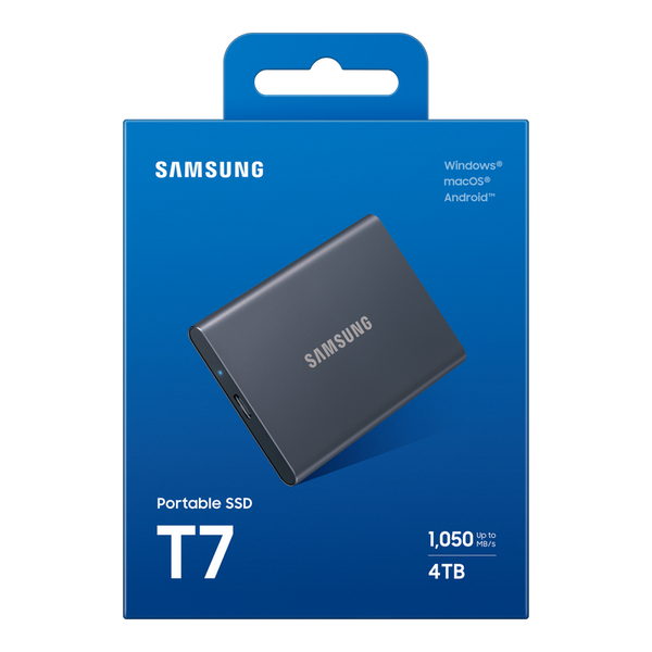 4.0TB Samsung Portable SSD T7 Titan Gray, USB-C 3.1 (85x57x8mm, 58g, R/W:1050/1000MB/s) 226341 фото