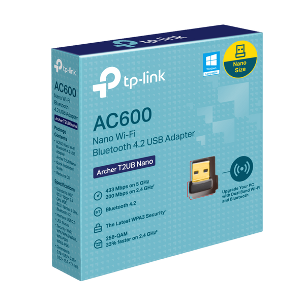 USB2.0 Nano Wi-Fi AC Dual Band LAN + Bluetooth 4.2 Adapter TP-LINK "Archer T2UB Nano", 600Mbps 204791 фото