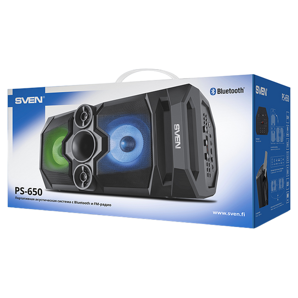 Speakers SVEN "PS-650" 50w, Black, Bluetooth, microSD, FM, AUX, USB, LED, power:8000mA, USB, DC5V 106006 Imagini