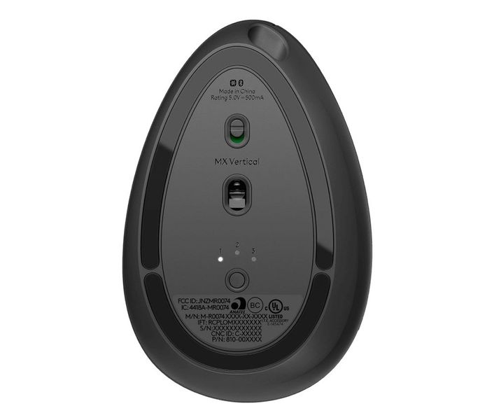 Wireless Mouse Logitech MX Vertical, Optical, 400-4000 dpi, 6 buttons, Bluetooth+2.4GHz, Rech.,Black 114537 фото