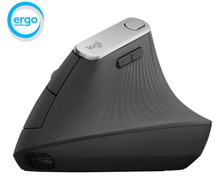 Wireless Mouse Logitech MX Vertical, Optical, 400-4000 dpi, 6 buttons, Bluetooth+2.4GHz, Rech.,Black 114537 фото