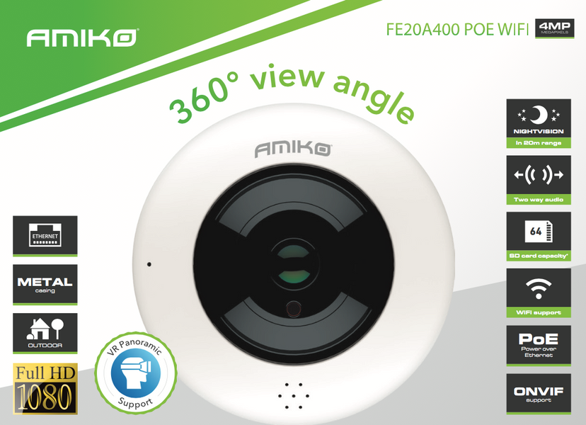 Amiko IP Camera 4 Megapixel 360 º FE20A400 POE WiFi 113033 фото