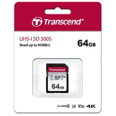 .64GB SDXC Card (Class 10) UHS-I , U3, Transcend 300S "TS64GSDC300S" (R/W:95/45MB/s) 86788 фото