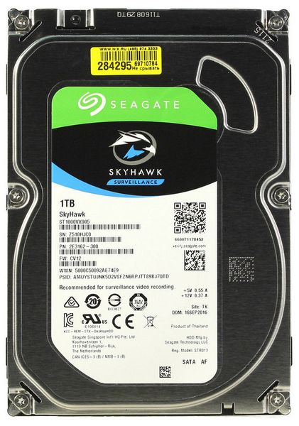 3.5" HDD 1.0TB-SATA- 64MB Seagate " SkyHawk (ST1000VX005)", Surveillance, CMR 83810 фото