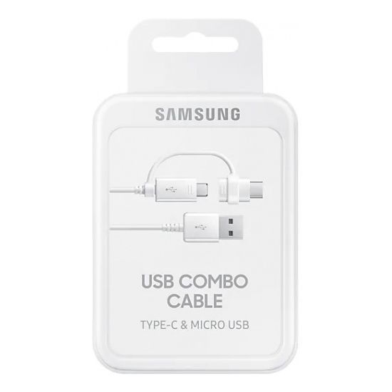 2in1 Cable Samsung, Type-C+Micro-USB, White 136514 фото