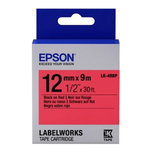 Tape Cartridge EPSON LK4RBP; 12mm/9m Pastel, Black/Red, C53S654007 105271 фото