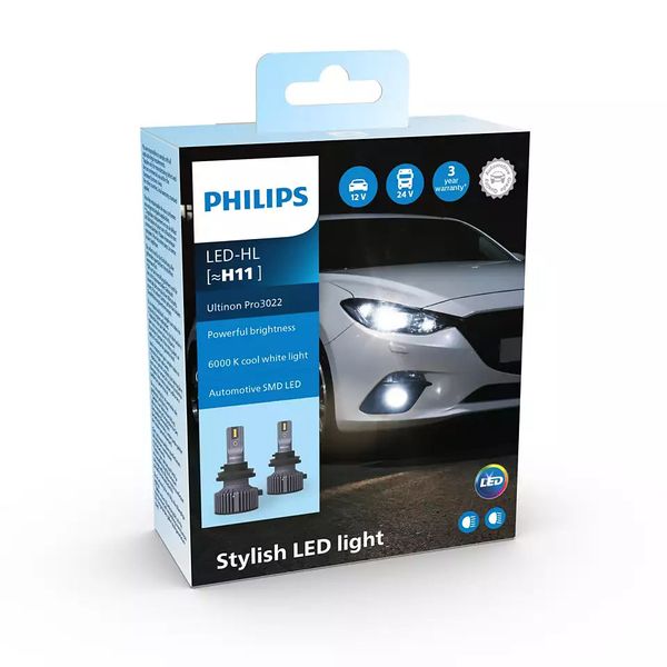 Lampi LED H11 PHILIPS Ultinon Pro3022 6000K 12V-24V 6000K (2 buc.) 11362U3022X2 фото