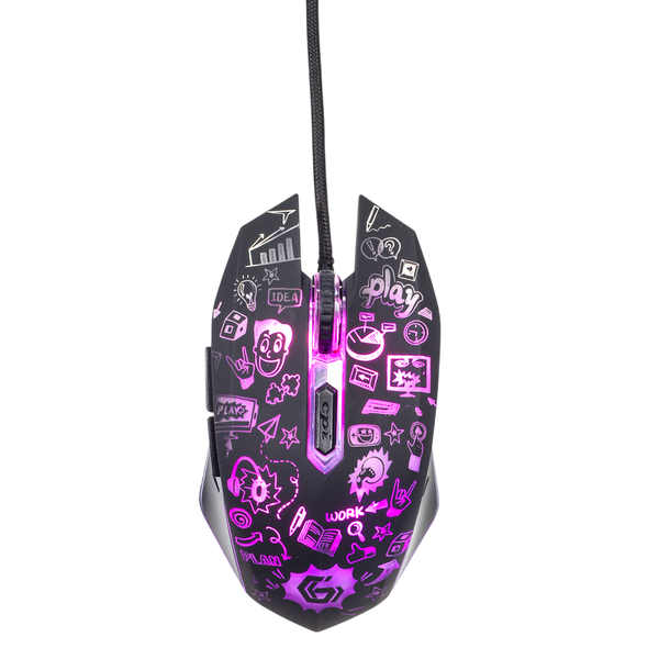 Mouse Gembird MUS-6B-GRAFIX-01, Optical, 1200-3600 dpi, 6 buttons, LED, Ambidextrous, 1.5m, Black 266701 фото