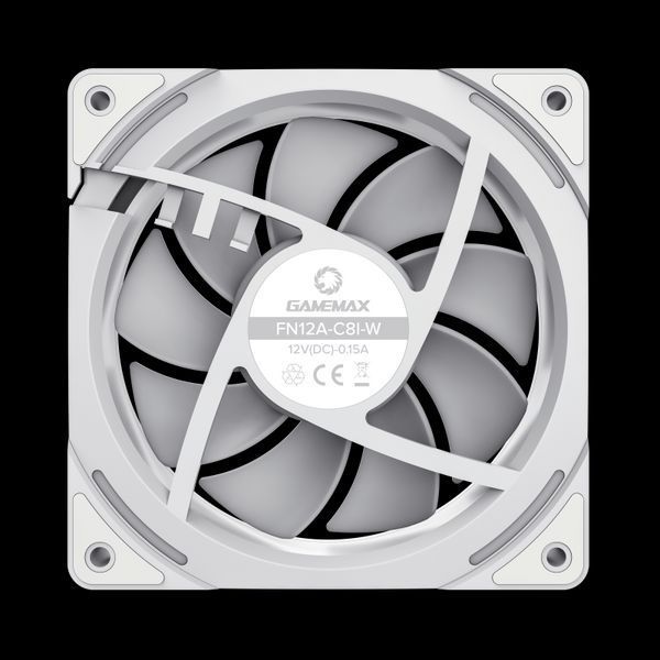 PC Case Ventilator GAMEMAX FN12A-C8I-W, 120mm, ARGB, 31.21dB, 44.35 CFM, 800-1600RPM, Hydro Bearing, White 207477 Imagini