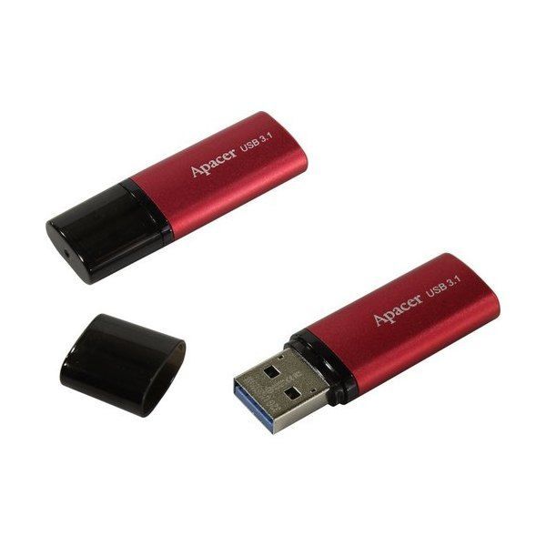32GB USB3.1 Flash Drive Apacer "AH25B", Red, Matte Metal Shell, Classic Cap (AP32GAH25BR-1) 89401 фото