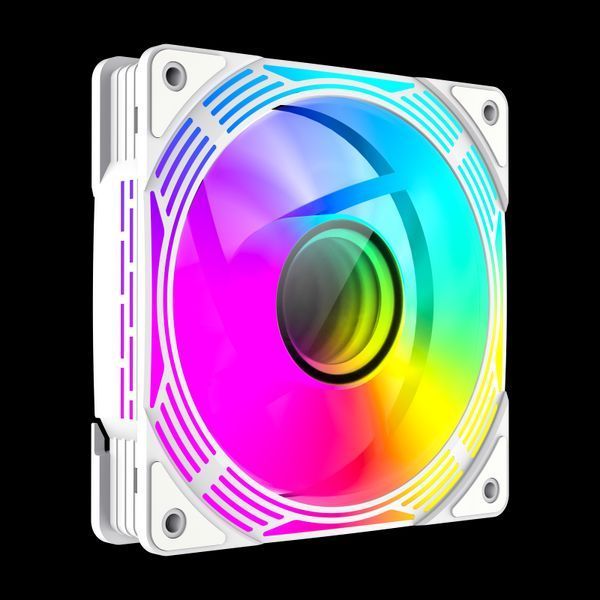 PC Case Ventilator GAMEMAX FN12A-C8I-W, 120mm, ARGB, 31.21dB, 44.35 CFM, 800-1600RPM, Hydro Bearing, White 207477 Imagini