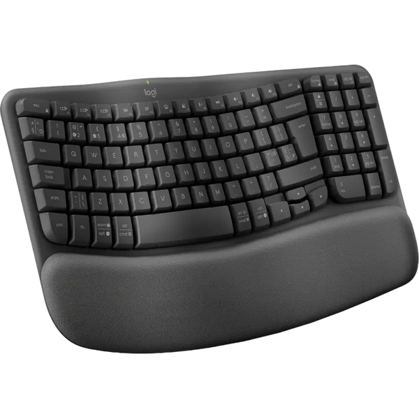 Wireless Keyboard Logitech Wave Keys (B2B), Curved keyframe, Palm rest, Tilt legs, Easy-Switch Keys, Battery indicator, 2xAAA, 2.4Ghz+BT, EN, Graphite 245890 фото