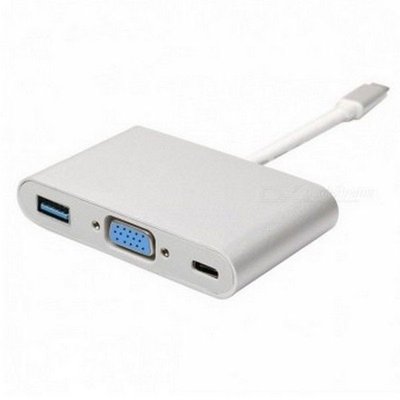 Adapter All-in-One USB3.1 TYPE C to VGA + USB3.0 + TYPE C, APC-631011 86154 фото