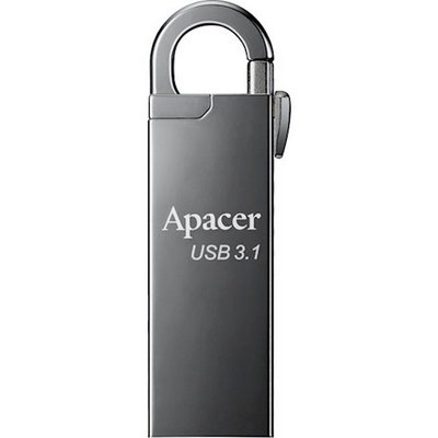 128GB USB3.1 Flash Drive Apacer "AH15A", Dark Gray, Metal, Keychain-Carabin,Capless (AP128GAH15AA-1) 120304 фото