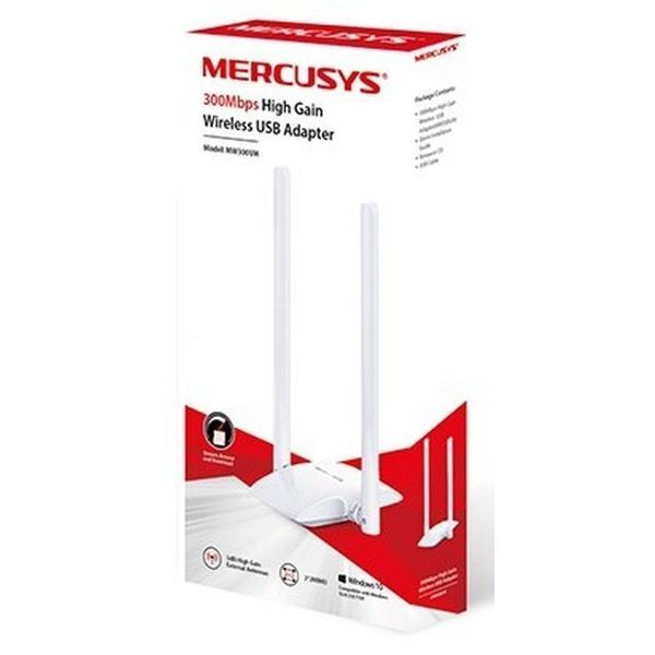 USB2.0 High Gain Wi-Fi N LAN Adapter MERCUSYS "MW300UH", 300Mbps, 2x5dBi, 2x2MIMO 122545 фото