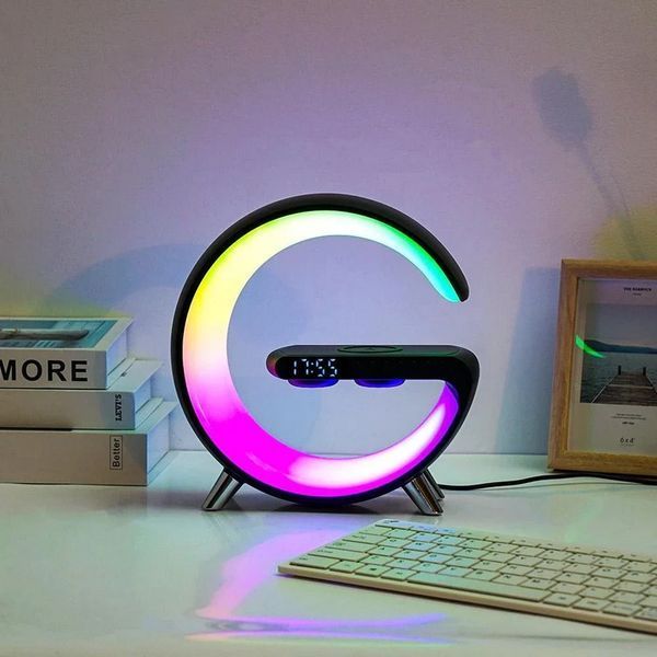Smart Lampa Led G-Shaped Speaker & &Icirc;ncărcător wireless & Alarm Clock NH-69 Black 247561 Imagini