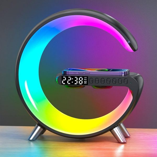 Smart Lampa Led G-Shaped Speaker & &Icirc;ncărcător wireless & Alarm Clock NH-69 Black 247561 Imagini